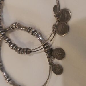 Alex And Ani Silver Beaded Bracelets (Set Of 2)